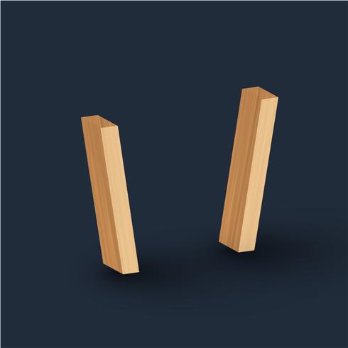 Carácter de fuente de madera 3D, vector