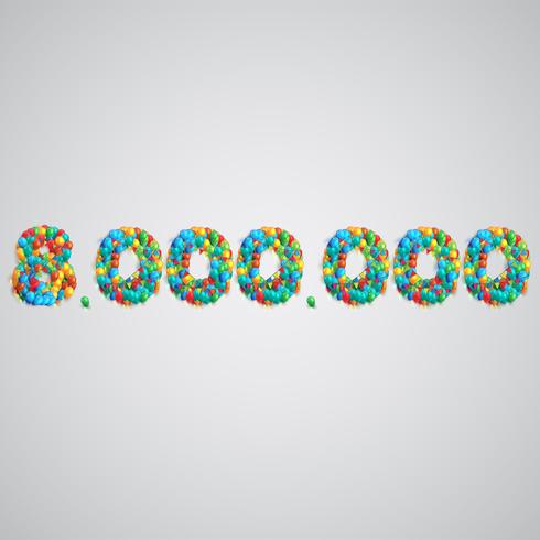 Number made by colorful balloons, vector
