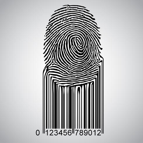 Fingerprint becoming barcode, vector
