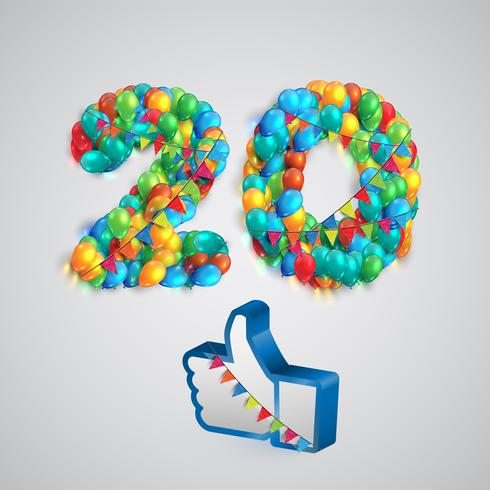 Number of likes made by balloon, vector illustration