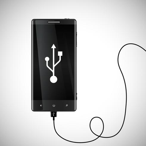 Teléfono móvil con conexión USB. vector