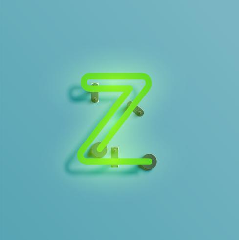 Realistic neon character from a typeset, vector