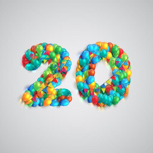 Number made by colorful balloons, vector

