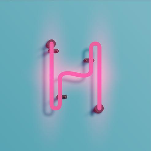 Realistic neon character from a typeset, vector