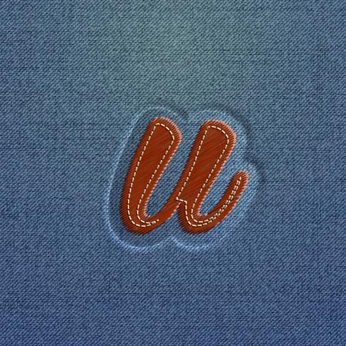 Character made by denim, from a typeface, vector