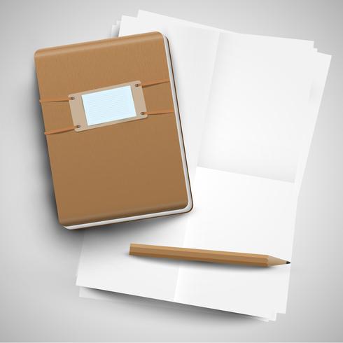 A notebook and a pencil, vector
