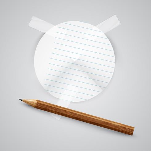 A piece of paper with a pencil, vector
