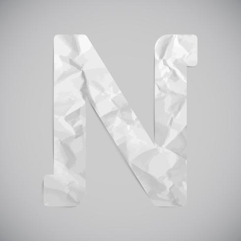 Letter made by crumpled paper with shadows, vector
