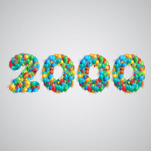 Number made by colorful balloons, vector
