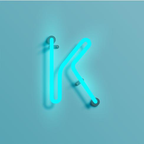 Realistic neon character from a typeset, vector