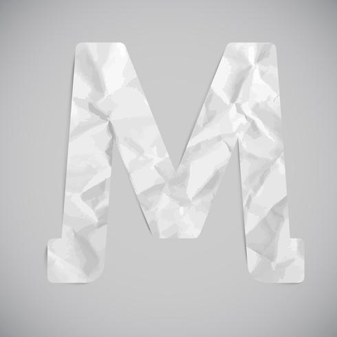 Letter made by crumpled paper with shadows, vector
