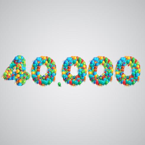 Number made by colorful balloons, vector
