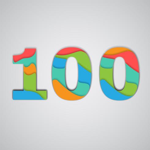 Colorful papercut layered number, vector
