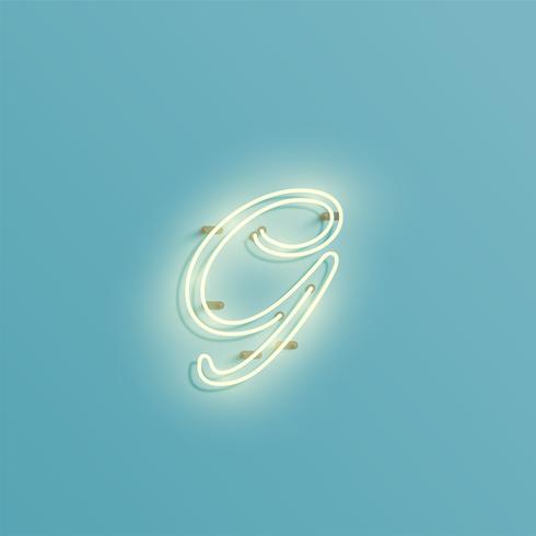 Realistic neon character from a typeset, vector