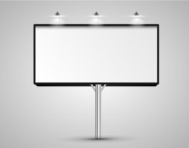 Realistic billboards with lights, vector illustration