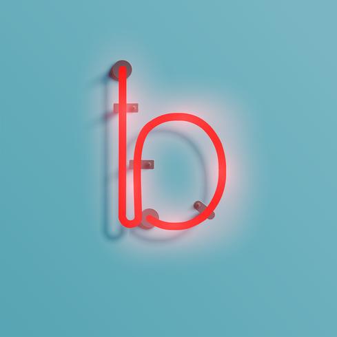 Realistic neon character from a typeset, vector