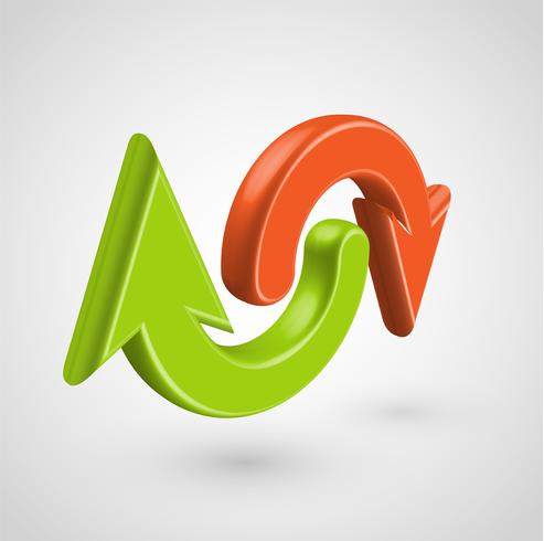 Realistic 3D arrows, vector illustration