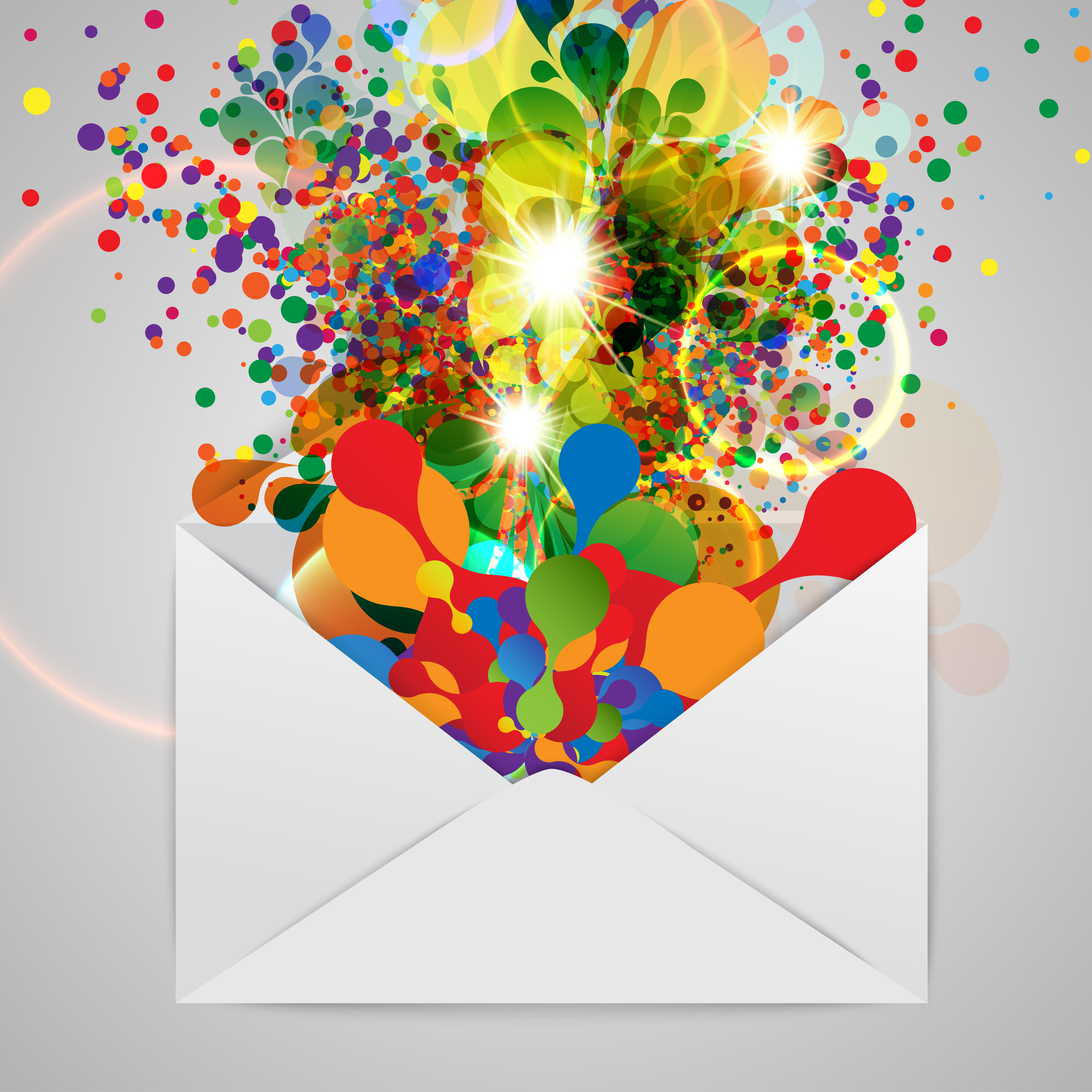 An envelope with a colorful abstract illustration, vector - Download