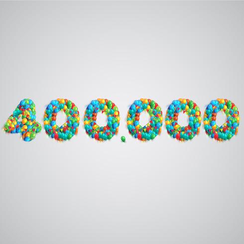 Number made by colorful balloons, vector
