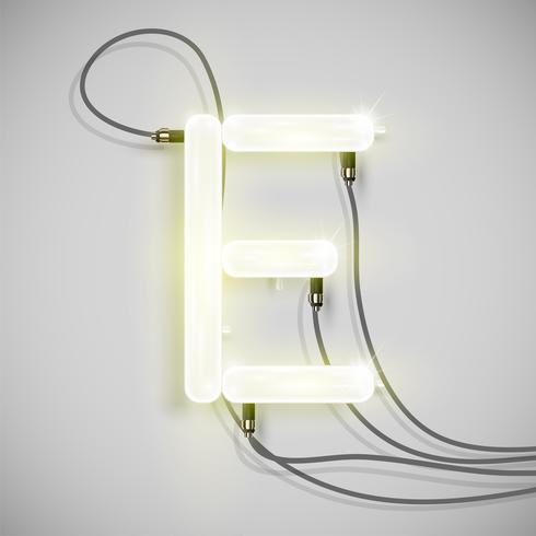 Realistic neon character from a typeset vector