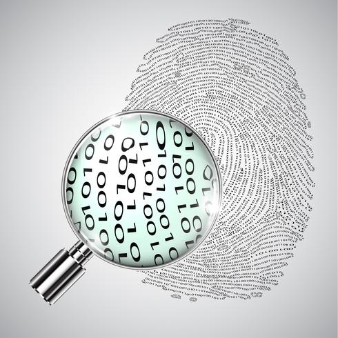 Fingerprint and a magnifier, vector
