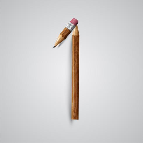 Character made of pencils from a typeset, vector illustration