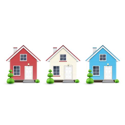 Three kinds of houses, vector
