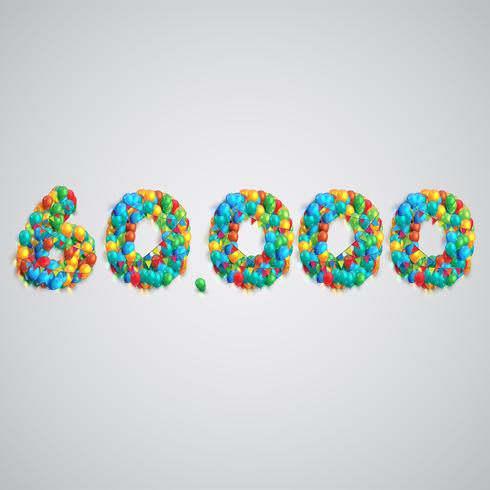 Number made by colorful balloons, vector
