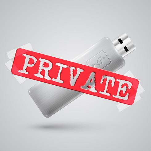 A metal pendrive with a warning sign
 vector