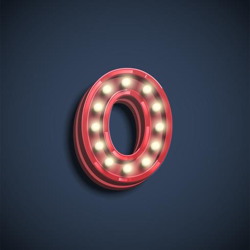 Realistic number character with lamps, vector illustration