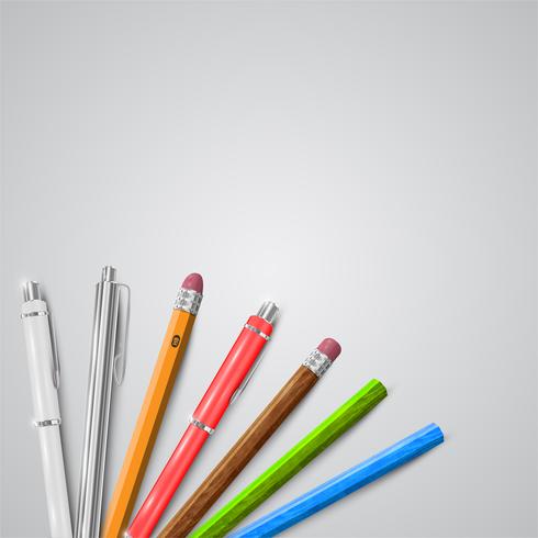 Office or school stuffs and items on white background, vector
