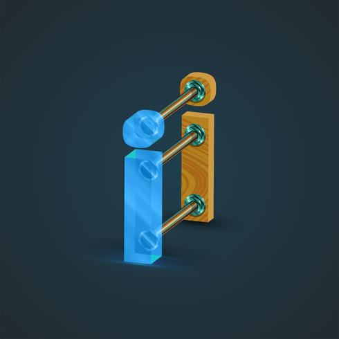 3D, realistic glass and wood character, vector