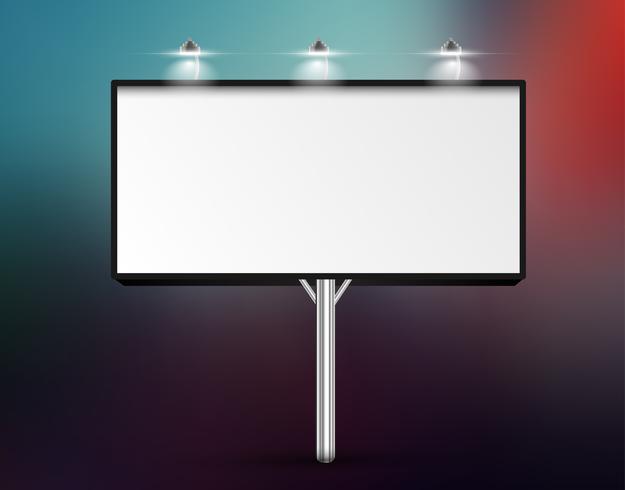 Realistic billboard with lights, vector illustration