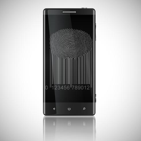 Business Black Smart Phone With Fingerprint Access, Vector
