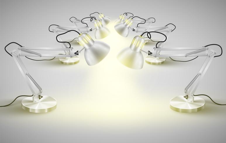 Realistic metal table lamps, vector
