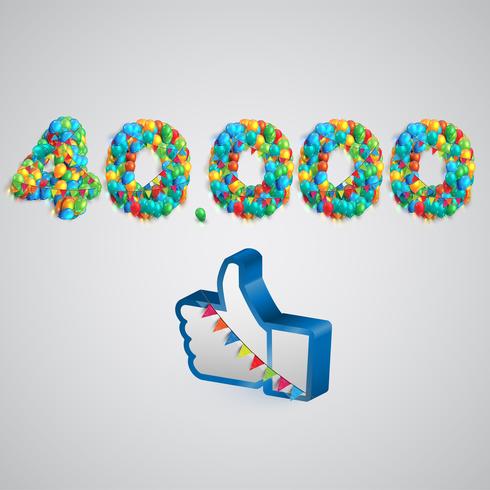 Number of likes made by balloon, vector illustration