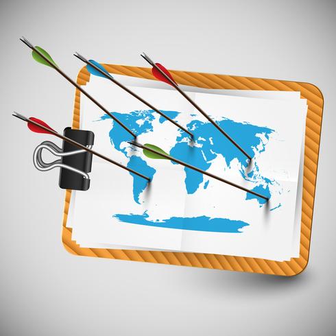 World map with arrows, vector
