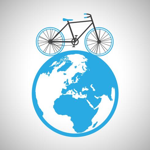 Bicycle around the globe, vector
