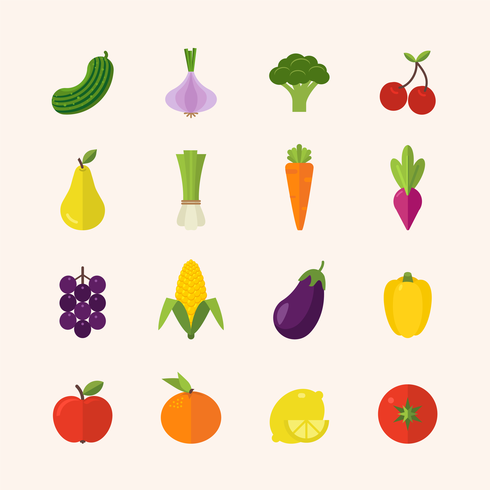 Flat Healthy Food Icons vector