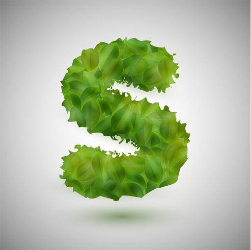 A letter made by leaves, vector
