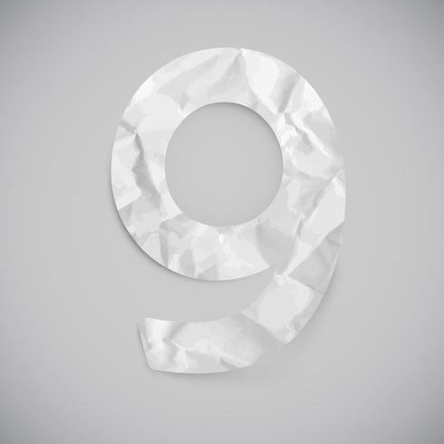Letter made by crumpled paper with shadows, vector
