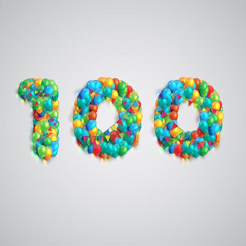 Number made by colorful balloons, vector
