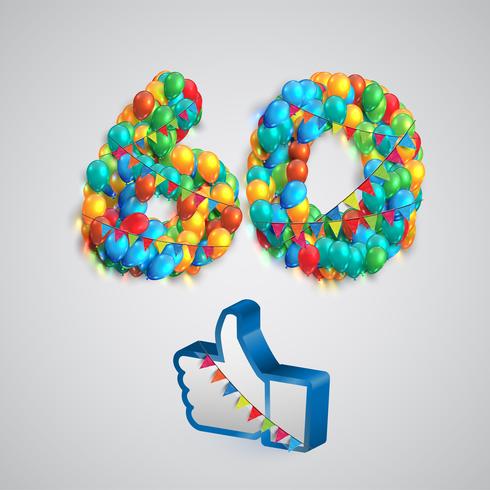 Number of likes made by balloon, vector illustration