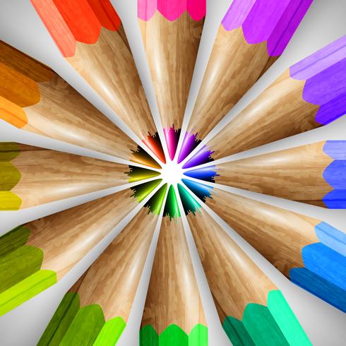 Realistic wooden colorful pencils, vector