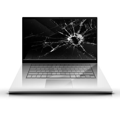 Broken screen of a laptop vector