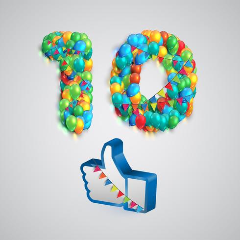 Number of likes made by balloon, vector illustration