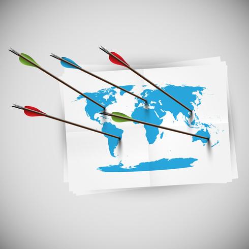 World map with arrows, vector
