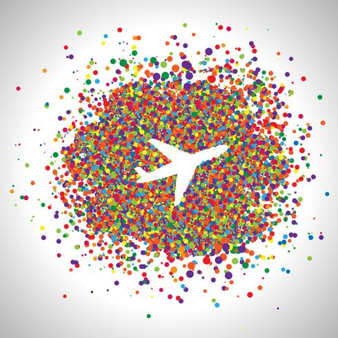 Plane made by dots, vector
