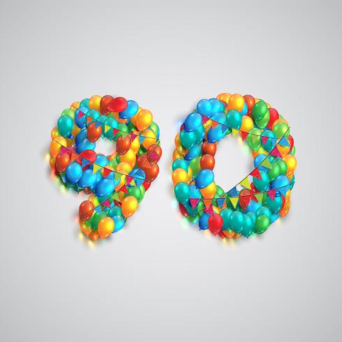 Number made by colorful balloons, vector
