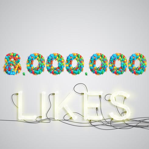 Number of likes made by balloon, vector illustration